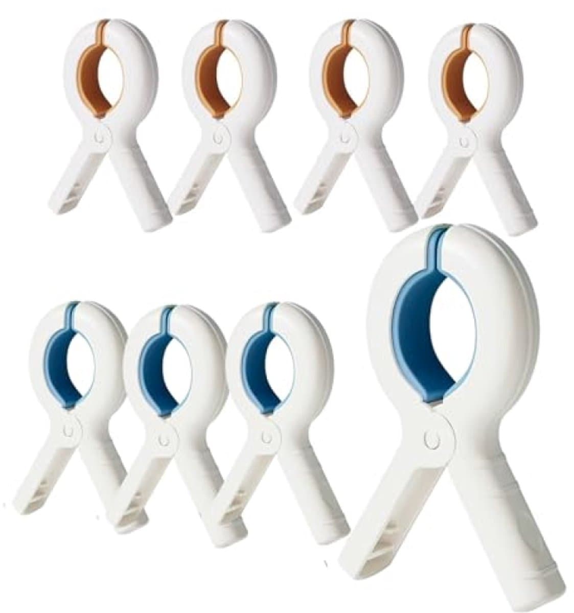 PromoHome Handdoekklemmen voor Strandstoelen - Set van 8 - Winddichte Badclips met Antislip Siliconen Pads - Duurzaam Kunststof - Voor Handdoeken, Dekens en Kleding — afbeelding 1