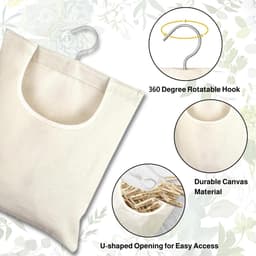 Wasknijperzak - Knijperhouder - Wasknijpers Opbergen - Met Ophanghaak - 32x28 cm - Beige — thumbnail 3