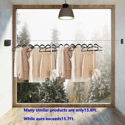 Oprolbare Waslijn - Drooglijn Binnen - Kleding Drogen - Zonder Boren - 48 Meter - Zilver — thumbnail 3