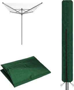 Roterende drogerhoes van 600D Oxford-stof, waterdicht en weerbestendig, voor kledinglijn 165 x 16 x 16 cm (groen) — thumbnail 1