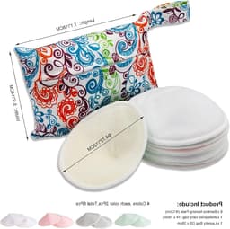 Herbruikbare Borstvoeding Pads - 8 Wasbare Pads + Nat Zak + Waszak, Zachte Nipple Covers voor Moeders - Ideaal voor Borstvoeding en Maternity (Pastel Touch, Groot 4.7 inch) — thumbnail 5