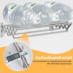Verstelbaar Wanddroogrek van RVS met 7 Uittrekbare Stangen en 25kg Draagvermogen voor Efficiënte Droogoplossingen — thumbnail 3