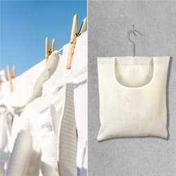Hangende Waszak - Knijper Mand - Wasknijpers Opbergen - 360 Graden Haak - 32 x 27 cm - Beige — thumbnail 3