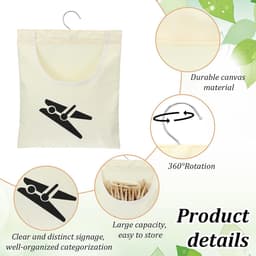 Wasknijperzak - Knijpermand - Was ophangen - Draaibare haak - 355 x 26 cm - Beige — thumbnail 3