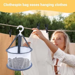 Wasknijpers met mand - Kledingklemmen - Kleding drogen - Windbestendig ontwerp - 48 stuks - Zwart — thumbnail 3