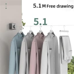 Intrekbare Waslijn - Uittrekbaar Wasrek - Was Drogen - Ruimtebesparend Ontwerp - 5.1 meter - Wit — thumbnail 3