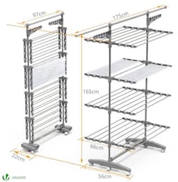 vounot Tumble Dryer, Foldable, 4 Floors, with Wheels and Net, High Capacity, Stainless Steel Laundry Rack, Robust, Foldable, 28 m, Drying for Indoor and Outdoor Use — thumbnail 5