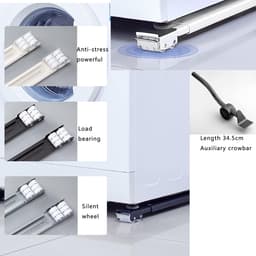 Wasmachine Standaard - Verrijdbare Ondersteuning - Apparaten Verplaatsen - Verstelbaar Met Wieltjes - 45-70 cm - Zilver — thumbnail 2