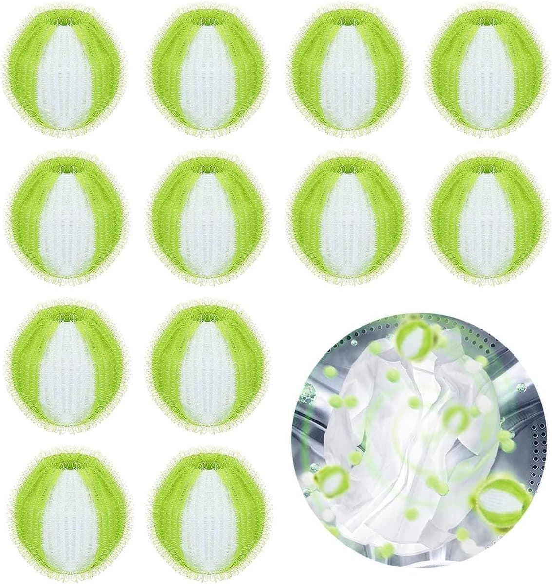 12-pack - Huisdierhaarverwijderaar - Wasmachine pluizenballen - Huisdierhaarverwijderaar - Hondenhaarverwijderaar - Herbruikbaar - Nylon anti-klit - Wasballen - Anti-klit wasballen - Vlekverwijderingsballen — afbeelding 1