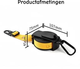 longziming -Camping waslijn - Waslijn oprolbaar - Compacte waslijn - Drooglijn- geschikt voor reizen - kamperen - balkon - hotel - en buitengebruik - 3.6 meter - geel — thumbnail 5