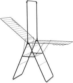 Novendo Goods – Uitschuifbaar hang-on droogrek 25 meter – Stevig opvouwbaar droogrek met extra hangerstang – Ruimtebesparend wasrek voor binnen & buiten – Mat zwart afwerking — thumbnail 2