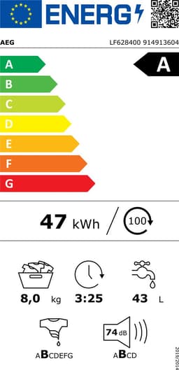 AEG LF628400 6000 serie ProSense® - Wasmachine - Energielabel A - 1400 toeren - 8 kg — thumbnail 2