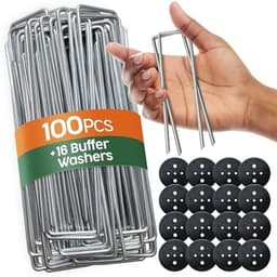 Grondankers Set van 100 Stuks met 16 Sluitringen - 150 mm Lang, Maakt Scherpe Bevestiging Mogelijk voor Tuin, Mulch en Kunstgras — thumbnail 1
