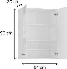 Wasmachinekast voor de Badkamer - Compacte Wasmachine-ombouwkast Breed 64 cm Hoog 90 cm Wit Glans — thumbnail 5