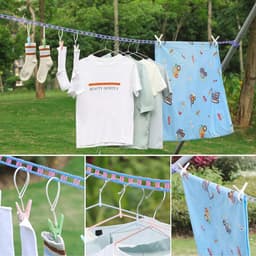 Verbeterde 3-pack waslijn - 16ft, winddicht, antislip en verstelbaar voor binnen en buiten gebruik — thumbnail 2