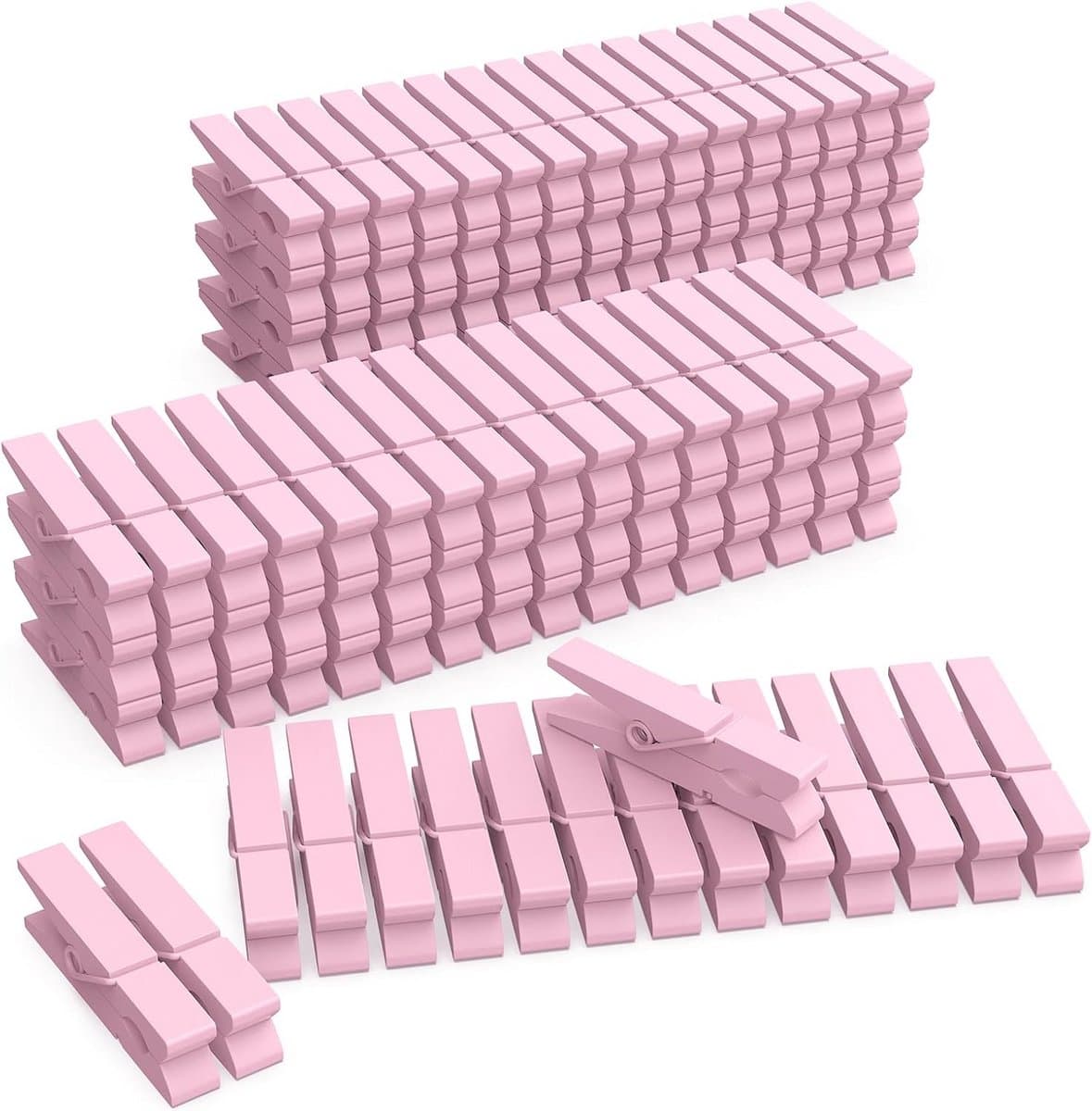 Mini Houten Gekleurde Wasknijpers Licht Roze - Pack van 128 — afbeelding 1