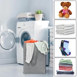 MODFU Luxe Smalle Wasmand met Deksel (45L) - Opvouwbare Nis-Wasmand voor Badkamer (19cm breed) - Grijs — thumbnail 3