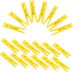 EGoods - Set van 30 bamboe wasknijpers voor de waslijn in natuurlijke houtkleur met geel accent — thumbnail 1