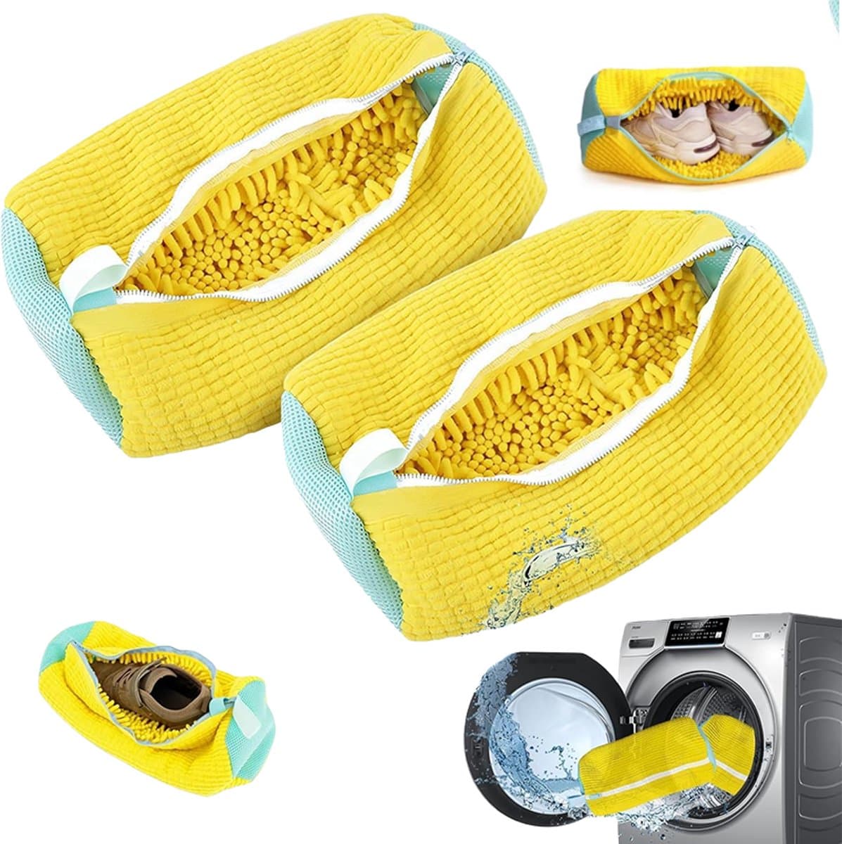 2 stuks gele Wasmand voor Schoenen - Wasmand voor Schoenen - Wasmand voor Wasmachine en Droger - Herbruikbare Wasmanden voor Schoenen, Wasmachinebag voor Wasmachine — afbeelding 1