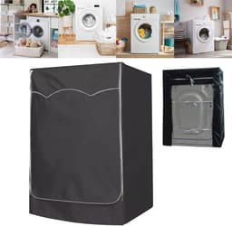 wasmachine hoes - voorlader drogerhoes - waterdicht - stofdicht - zonwerend - Geschikt voor opzet- en droogkasten buiten - geschikt voor de meeste wasmachines en drogers op de markt - 60x60x85 cm - zwart — thumbnail 1