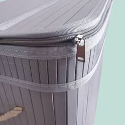 Wasmand 2 vakken - 100 liter - bamboe - grijs — thumbnail 2