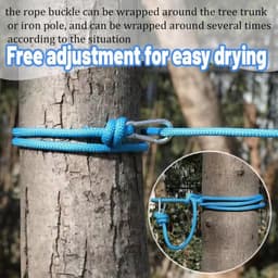 Allecta - Nylon waslijn 8 mm x 15 m voor buiten, camping, extra sterk met metalen haken. — thumbnail 2