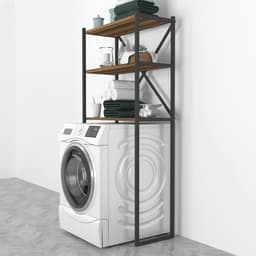 Ombouwkast voor wasmachine 160x66x34 cm met zwarte en walnootkleurige afwerking — thumbnail 2