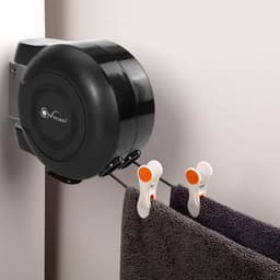 Intrekbare Kledinglijnen - Waslijn Haspel - Kleding Drogen - Dubbele Kabel Ontwerp - 30 Meter Totaal - Zwart — thumbnail 2