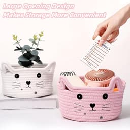 Opbergmand katoenweefsel voor kinderkamer - wasmand speelgoed opbergen - gevlochten katten design - opbergdoos handdoeken en dekens - praktisch en stijlvol opbergen in kinderkamer. — thumbnail 2