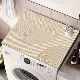 1-delige moderne geometrische gestreepte beschermmat voor wasmachine en droger - Crèmekleurige antislip bovenzijde, duurzame beschermmat, geen installatie nodig, woondecoratie voor alle seizoenen, beschermmat voor wasmachine — thumbnail 3