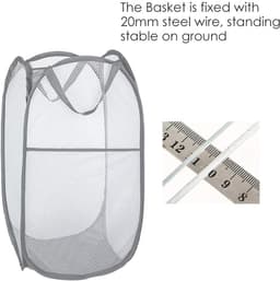 Wasmand Opvouwbaar Grijs 35x35x61cm 2 Stuks - Wasgoed Opbergmand - Mand Vuile Was - Emmer Ronde Opslag - Thuis Organizer - Kinderkamer wasmand — thumbnail 4