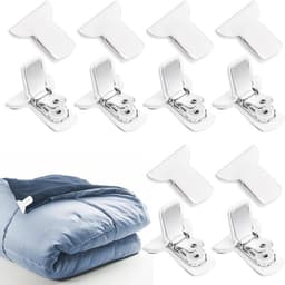 12 Stuks Dekbedclips - Dekbed knijpers - Klemmen - Clips – Dekens - Voor 1/2 persoons dekbed overtrekken - Voorkom dat beddengoedaccessoires verschuiven - Herbruikbaar - Grijs - LOUZIR — thumbnail 3