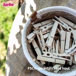 Sorbo Houten Wasknijpers - Set van 36 - FSC® Gecertificeerd - Extra Sterk met 7-Slagsveer - Knijpers — thumbnail 5