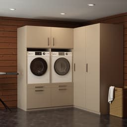 Wasophoogte® Wasmachine Kast Florence - Wasmachine verhoger - Wasmachine ombouw - 700(D)*2030(B)*2110(H) mm - Taupe — thumbnail 3