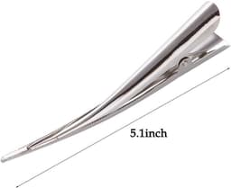 10 stuks grote haarclips met tanden voor dik haar - Metalen Alligator Klemmen Zilver — thumbnail 3