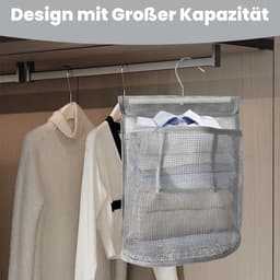 Wasknijper Opberger - Knijperzak Ophangen - Wasknijpers Bewaren - Met Ophanghaak - 23x15x2cm - Donkergrijs — thumbnail 3