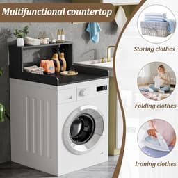 Wasmachine Werkblad - Droger Plateau - Opbergen Wasruimte - Met Randen - 80x80x15 cm - Zwart — thumbnail 2