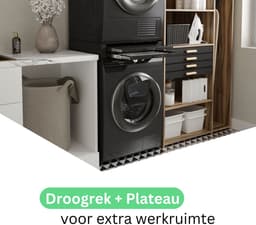 Wasophoogte® Tussenstuk wasmachine droger - Stapelkit wasmachine droger - Tussenkader met droogrek en plateau - Geschikt voor elk type - Zwart — thumbnail 3