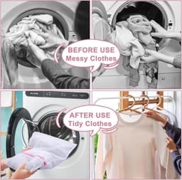 Allecto Plus - Wasnetten 5 stuks herbruikbaar waszak met ritssluiting - voorkom vervorming - reizen - kleding - lakens - roze. — thumbnail 4