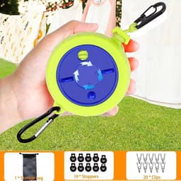 10m Retractable Portable Anti-Wrap Travel Clothesline Adjustable Camping Clothesline with 10 Fixed Buckles and 20 Clothespins (with Storage Bag) — thumbnail 2