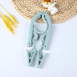 Travel Hanger and Portable Clothes Line - 4 Pcs Folding Hanger and 2 Pcs Windproof Clothesline for Outdoor Camping (PinkGreenBlueBeige) — thumbnail 2