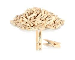 Mini Wasknijper Clips - Decoratie - Set van 240 - Lichtbruin - Lotushout