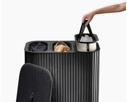 Joseph Joseph Tota Luxe 90L Wasmand Zwart, 3 compartimenten