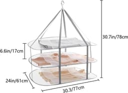 1 stuk - Opvouwbaar droogrek met 3 niveaus - Leg plat om te drogen - Gemakkelijk te drogen - Ademend - Wit - Geschikt voor truien, delicate was, handdoeken, sokken, badpakken, luiers — thumbnail 2
