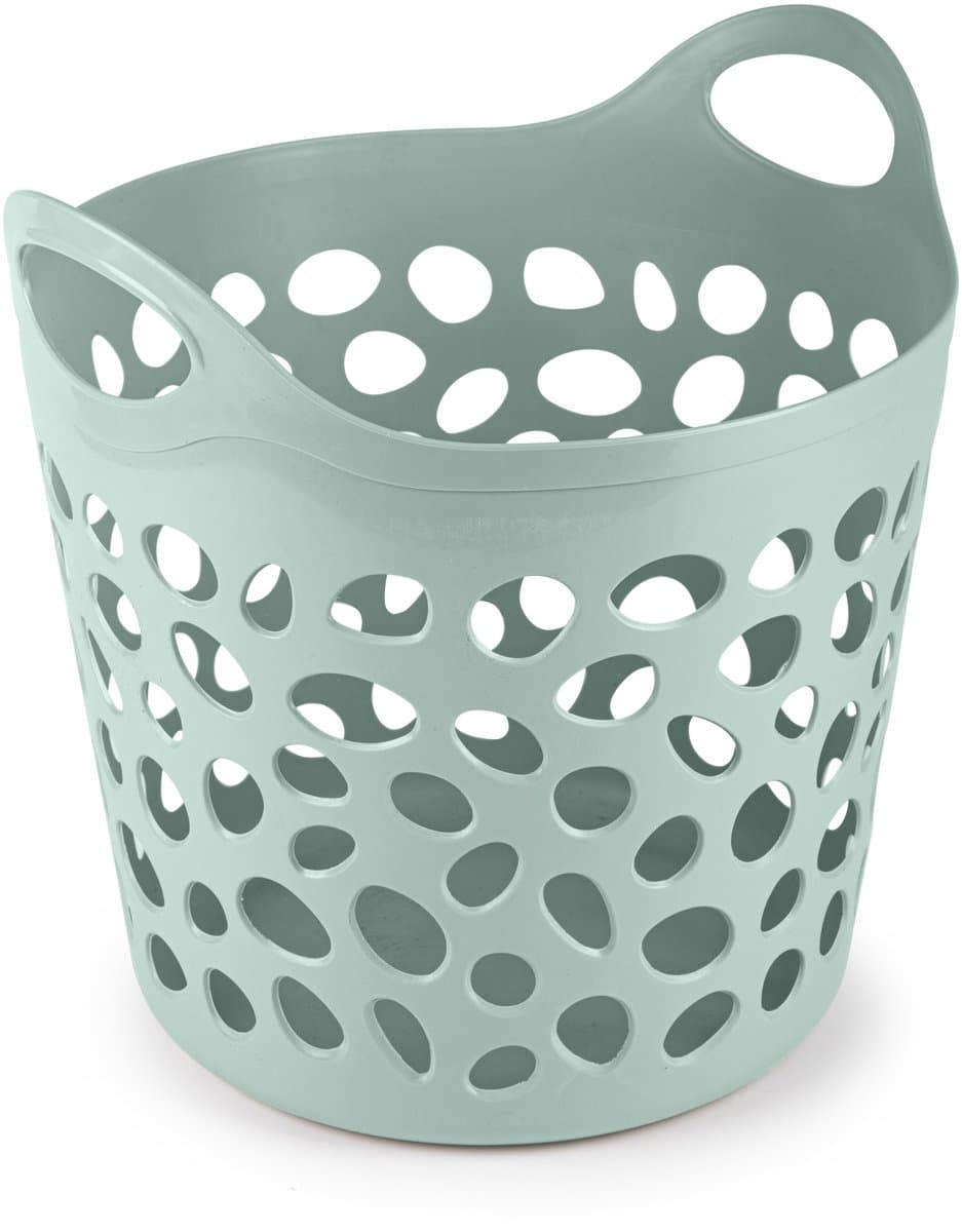 Plasticforte Flexibele wasmand/opbergmand - rond - groen - 35 liter - D40 x H39 cm — afbeelding 1