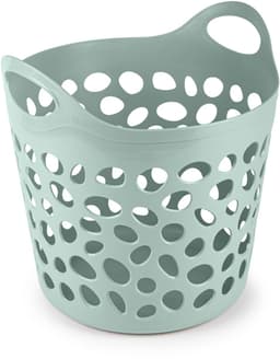 Plasticforte Flexibele wasmand/opbergmand - rond - groen - 35 liter - D40 x H39 cm — thumbnail 1