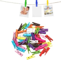 Kleurige houten wasknijpers - multifunctioneel - set van 50 - 10 kleuren - natuurlijk hout — thumbnail 1