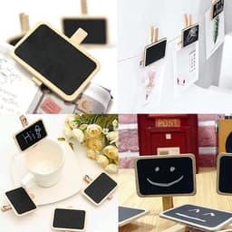 Inovra Plus - Decoratieve houten knijpers - Set van 50 - Mini-schoolbord voor foto's en prijskaartjes - Feest- en levensmiddelenetiketten — thumbnail 2