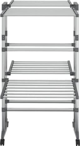 vidaXL - Droogrek - 2-laags - met - wieltjes - 60x70x106 - cm - zilverkleurig — thumbnail 4