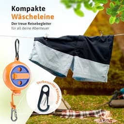 Uitschuifbare waslijn 10 m - Handzwengel met 50 kg draagkracht - Nylon drooglijn voor camping en balkon — thumbnail 4
